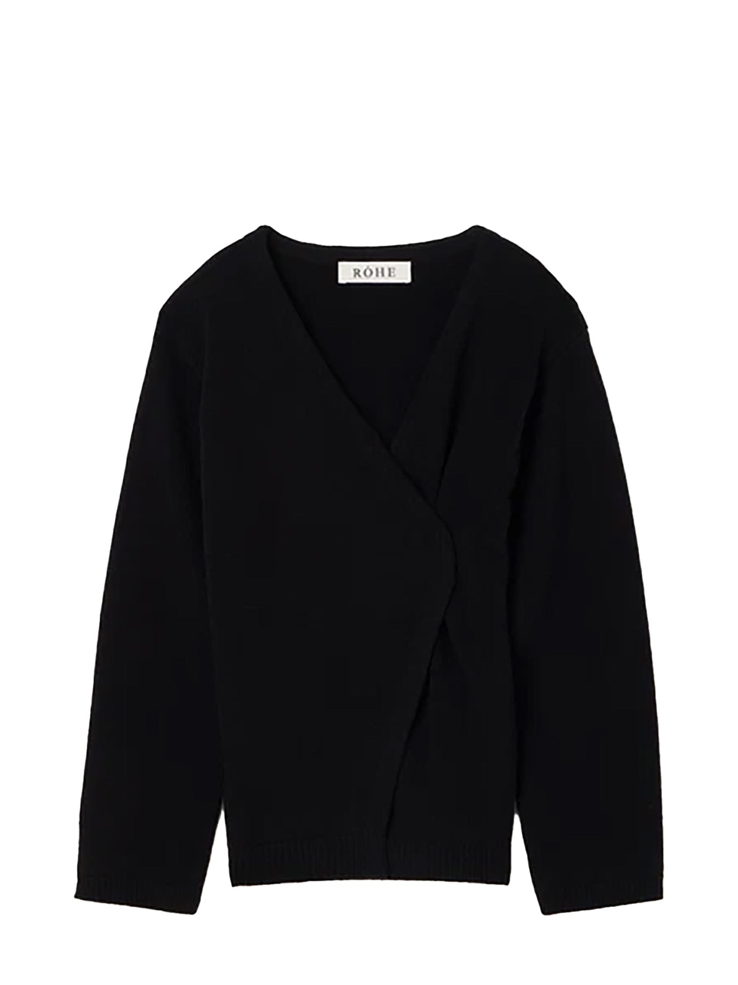 Off-shoulder wrap cardigan, black