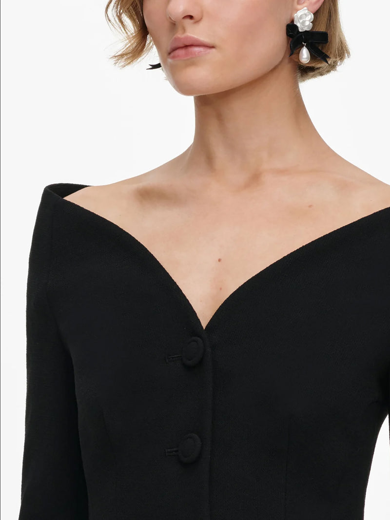 Wool crepe jacket, black