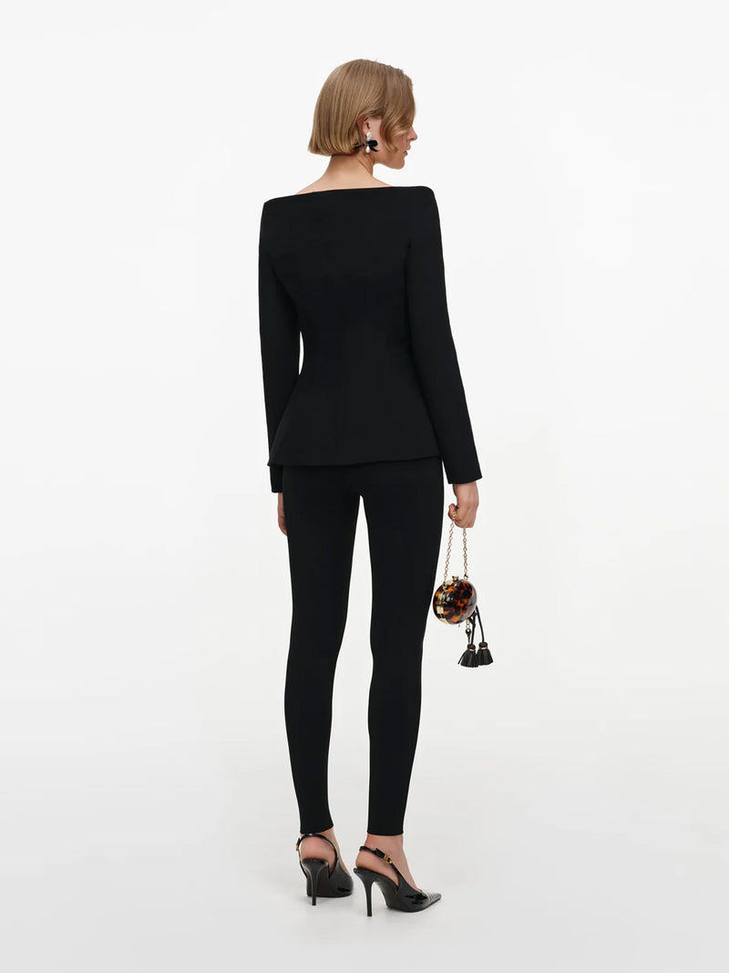 Wool crepe jacket, black