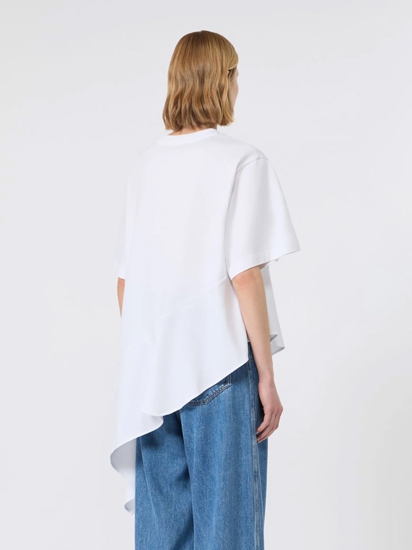 Asymmetric cotton t-shirt, white