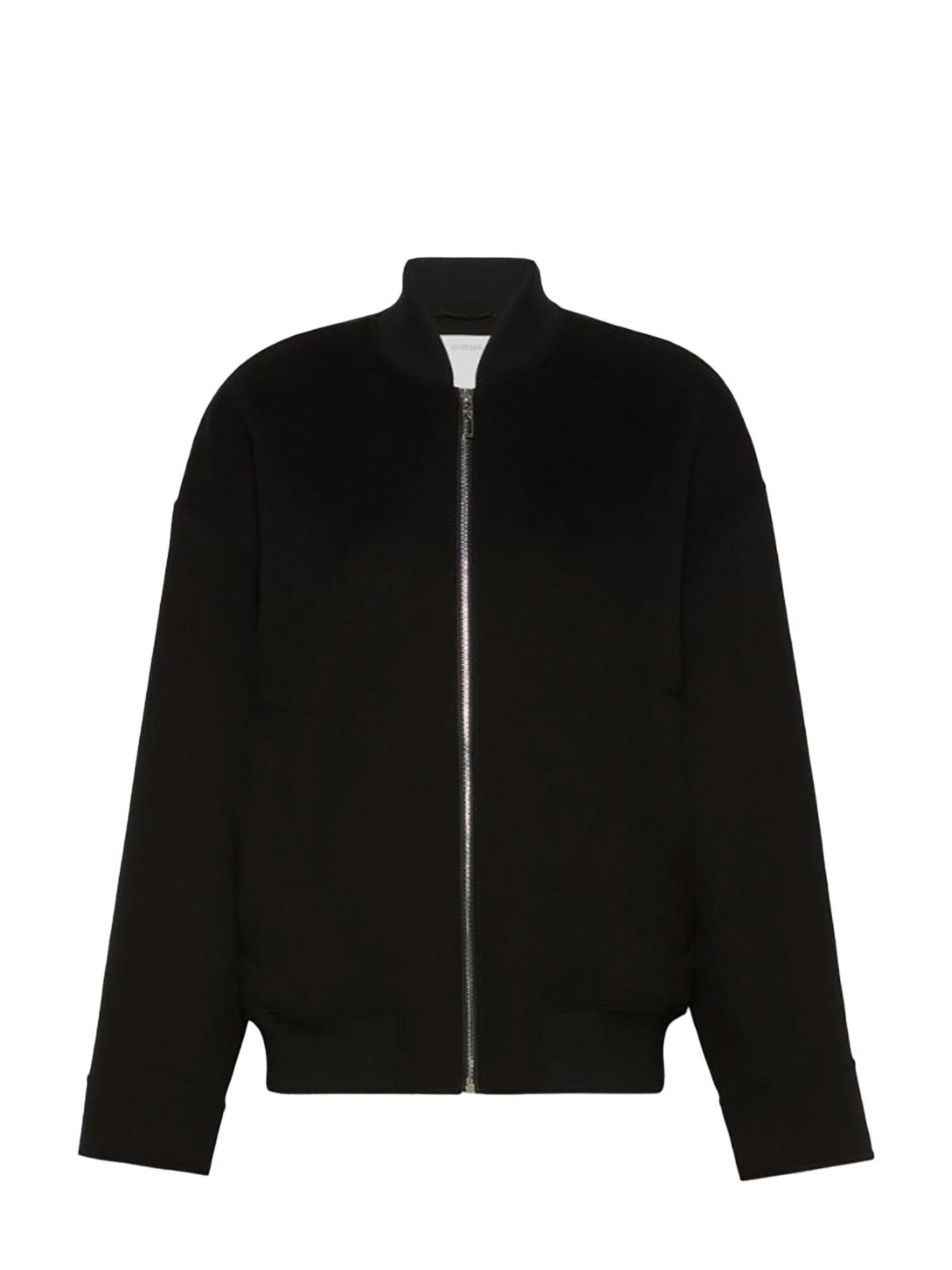 Double-faced wool bomber coat, black