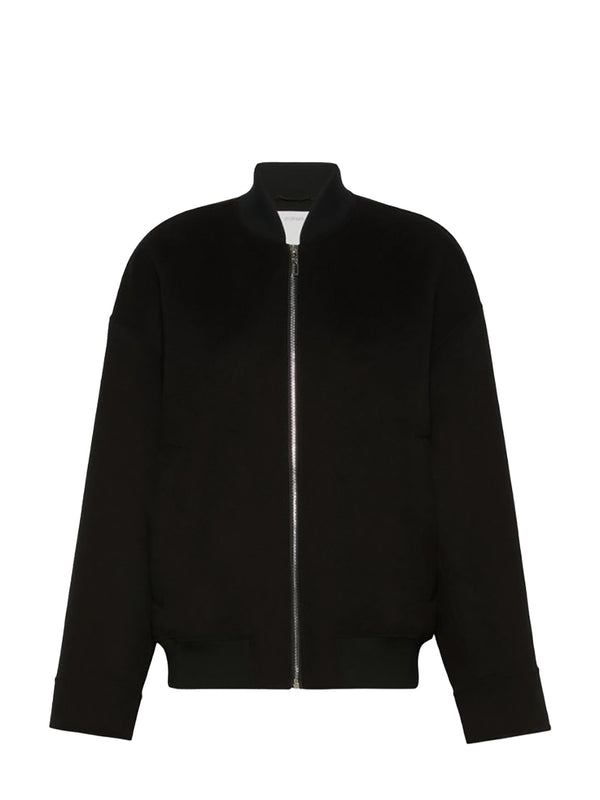 Double-faced wool bomber coat, black