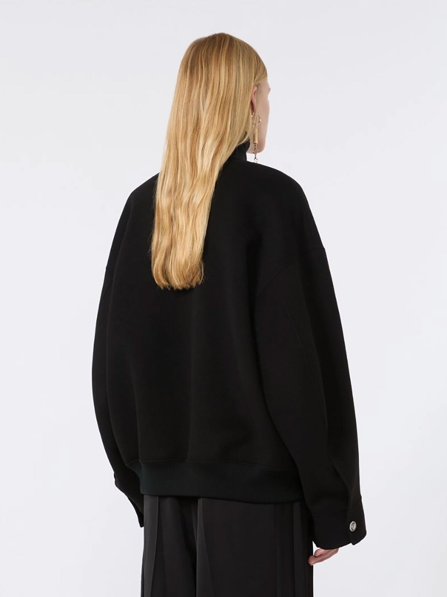 Double-faced wool bomber coat, black
