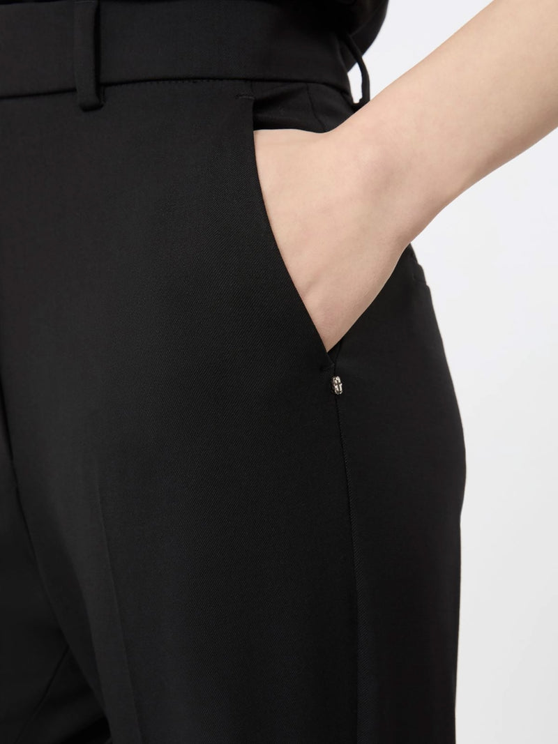 Febe flared stretch wool trouser, black