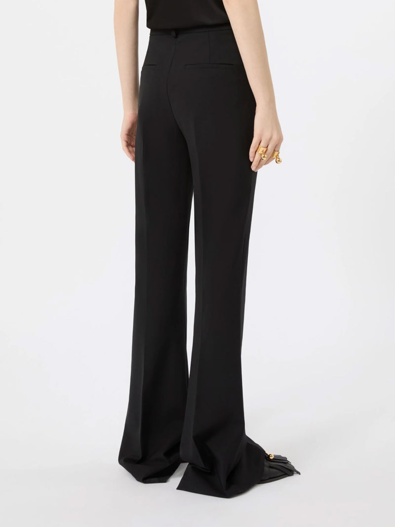 Febe flared stretch wool trouser, black