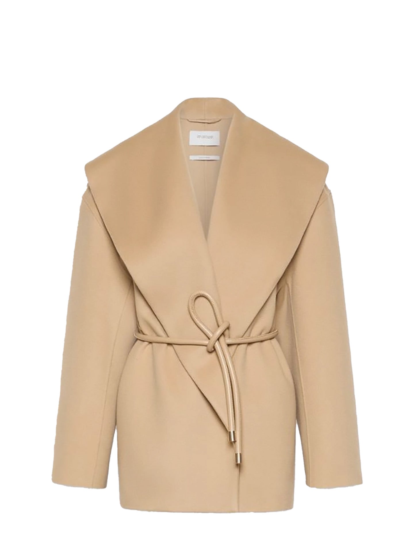 Wool double fabric wrap coat, beige