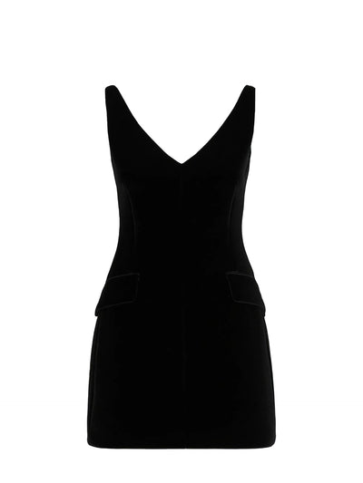 Tefrite08 sleeveless velvet mini dress, black