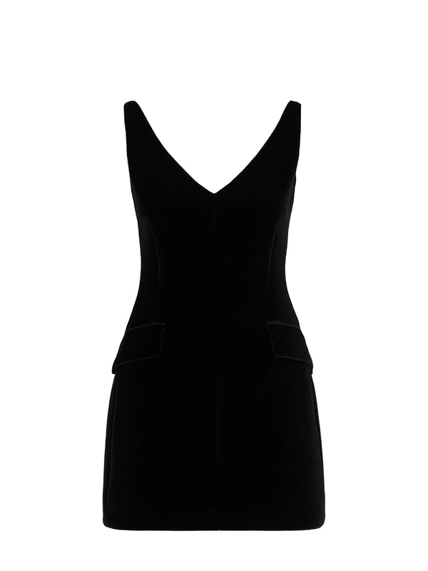 Tefrite08 sleeveless velvet mini dress, black