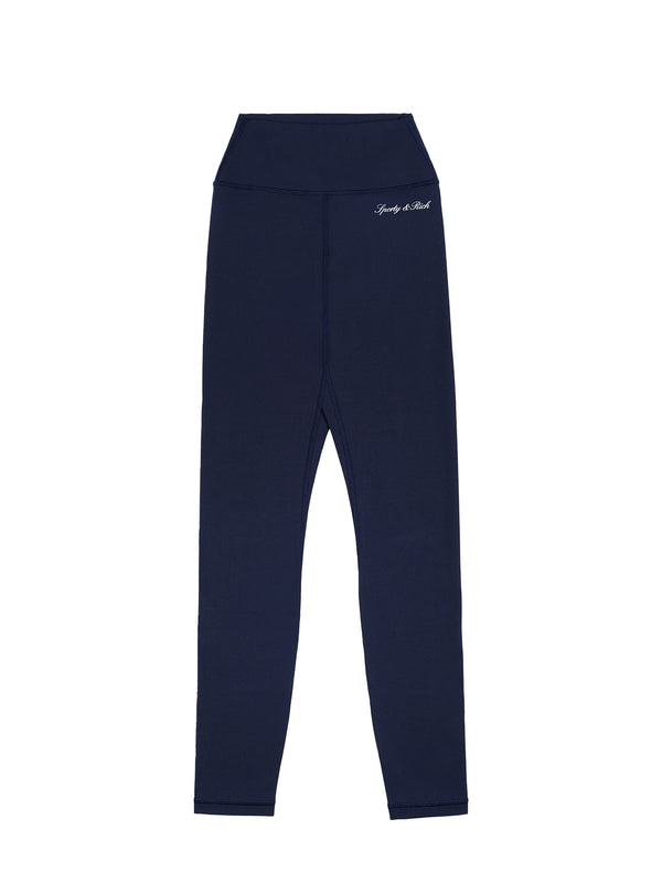 Navy Sporty & Rich leggings on a white background