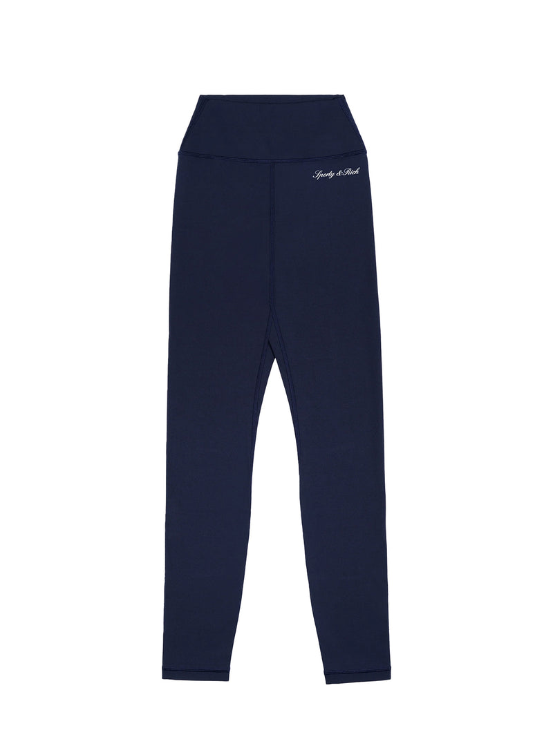 Navy Sporty & Rich leggings on a white background