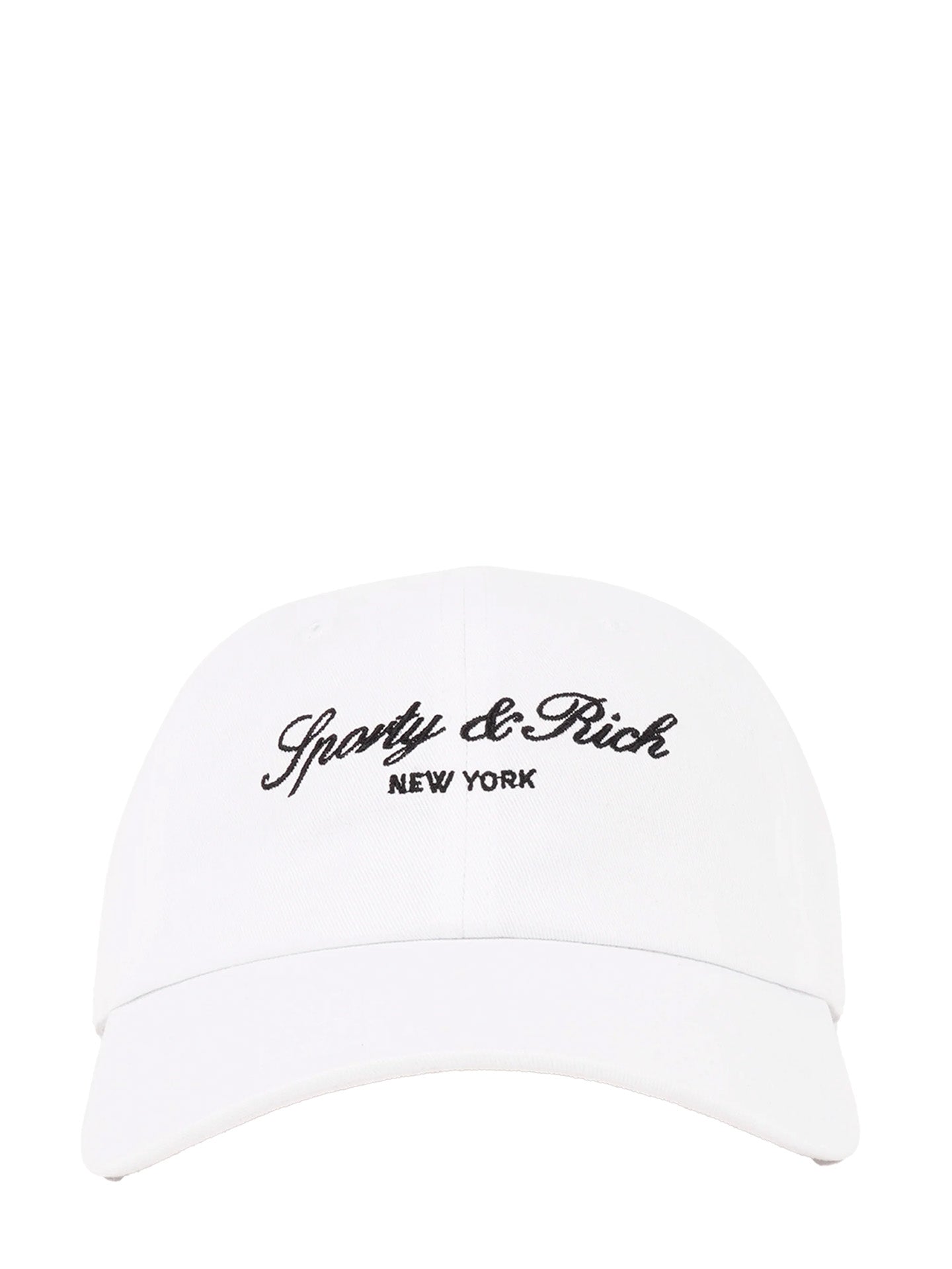 White Sporty & Rich cap with black text on a white background