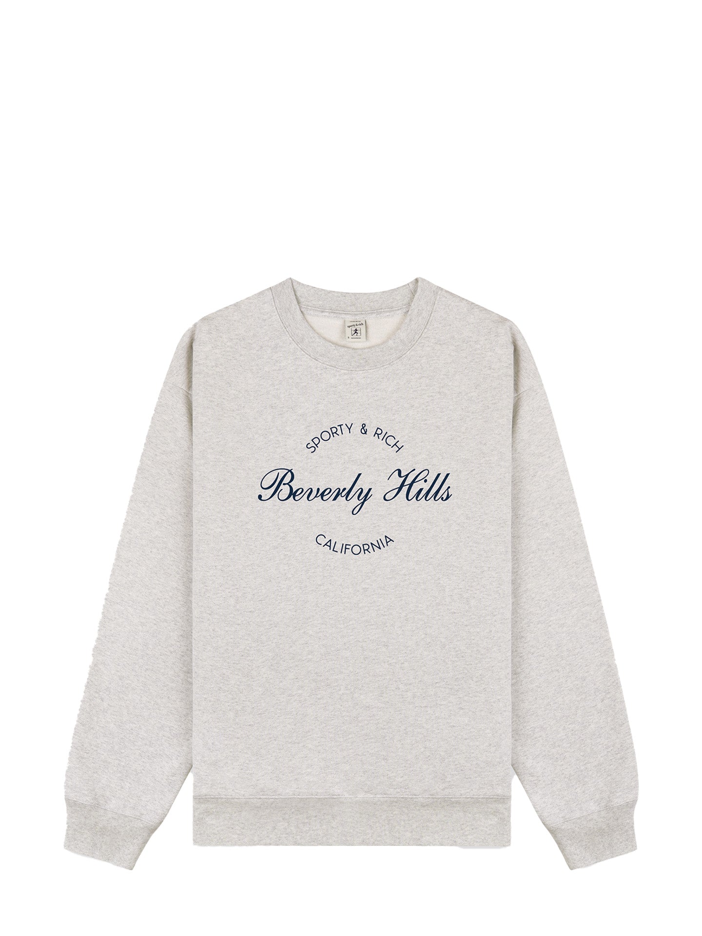 Beverly Script Crewneck, heather gray - navy