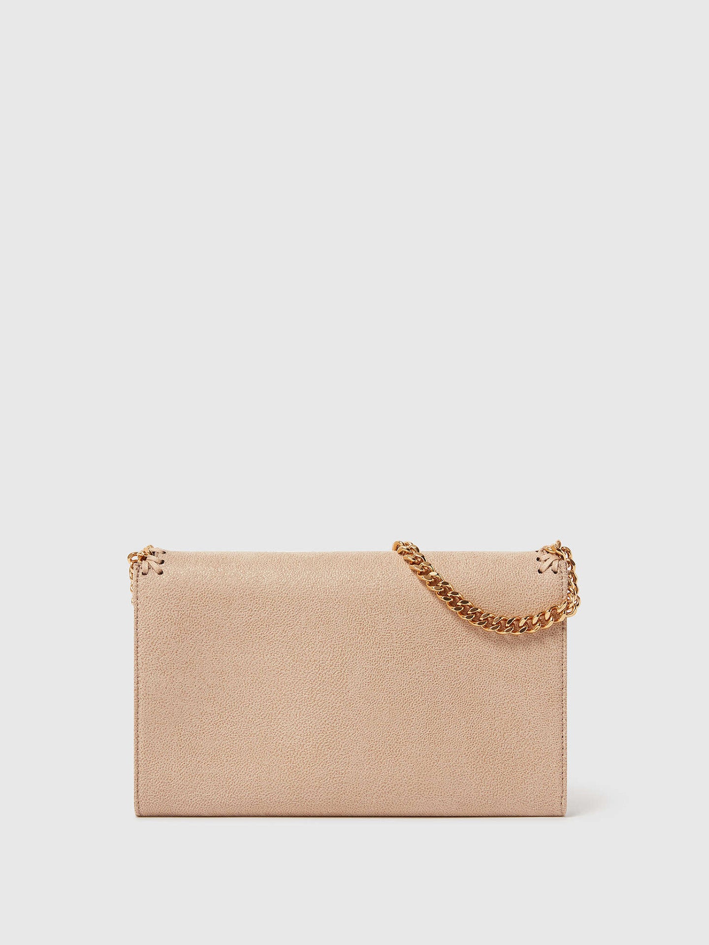 Falabella wallet crossbody bag w/gold chain, butter cream