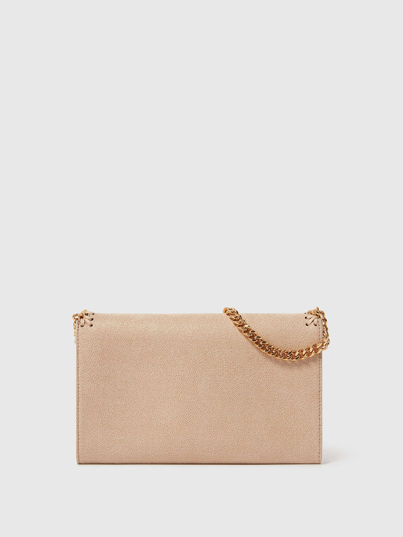 Falabella wallet crossbody bag w/gold chain, butter cream
