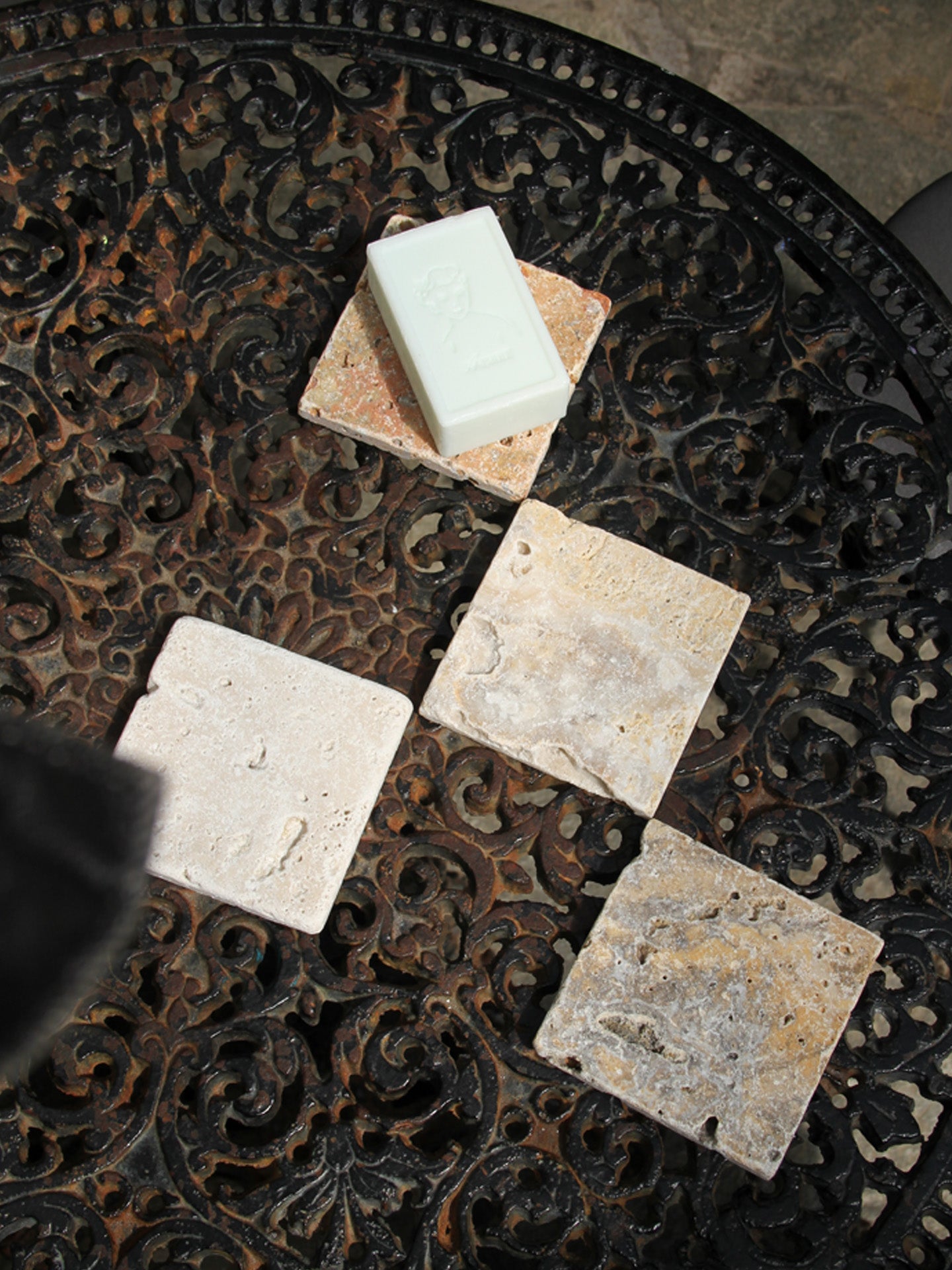 Travertine soap dish