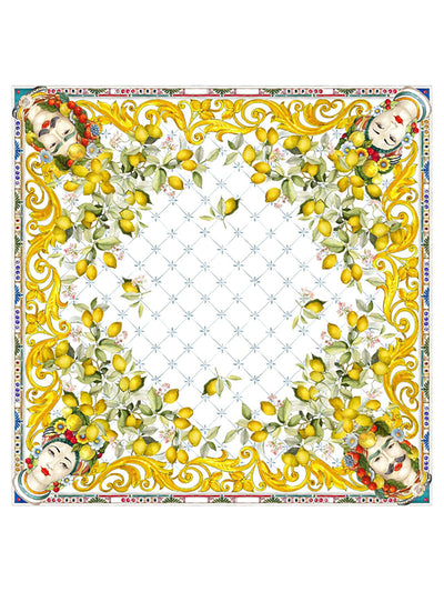 Zagara printed square linen tablecloth, yellow(170x170cm)