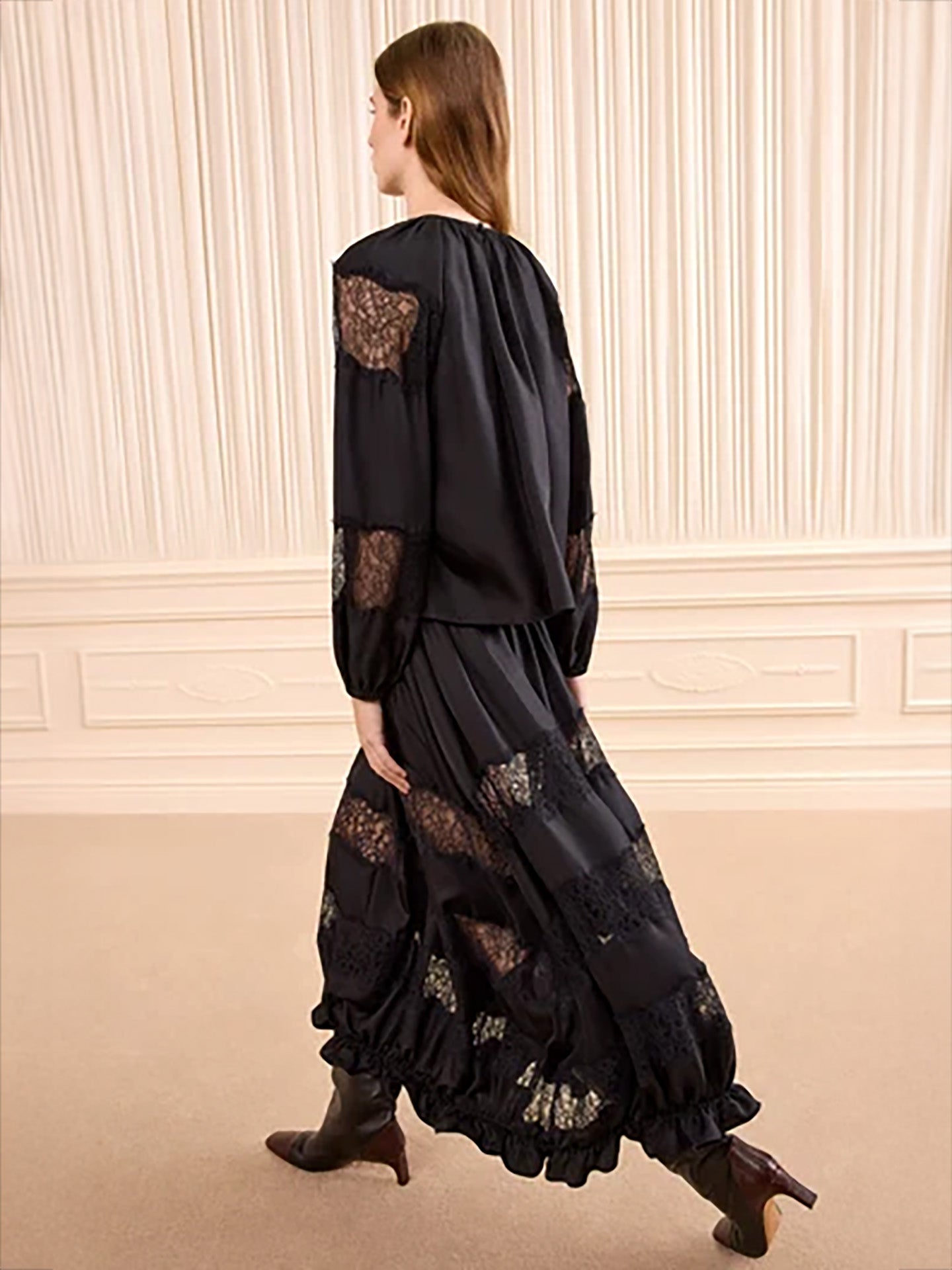 Bess long sleeve silk blouse, black