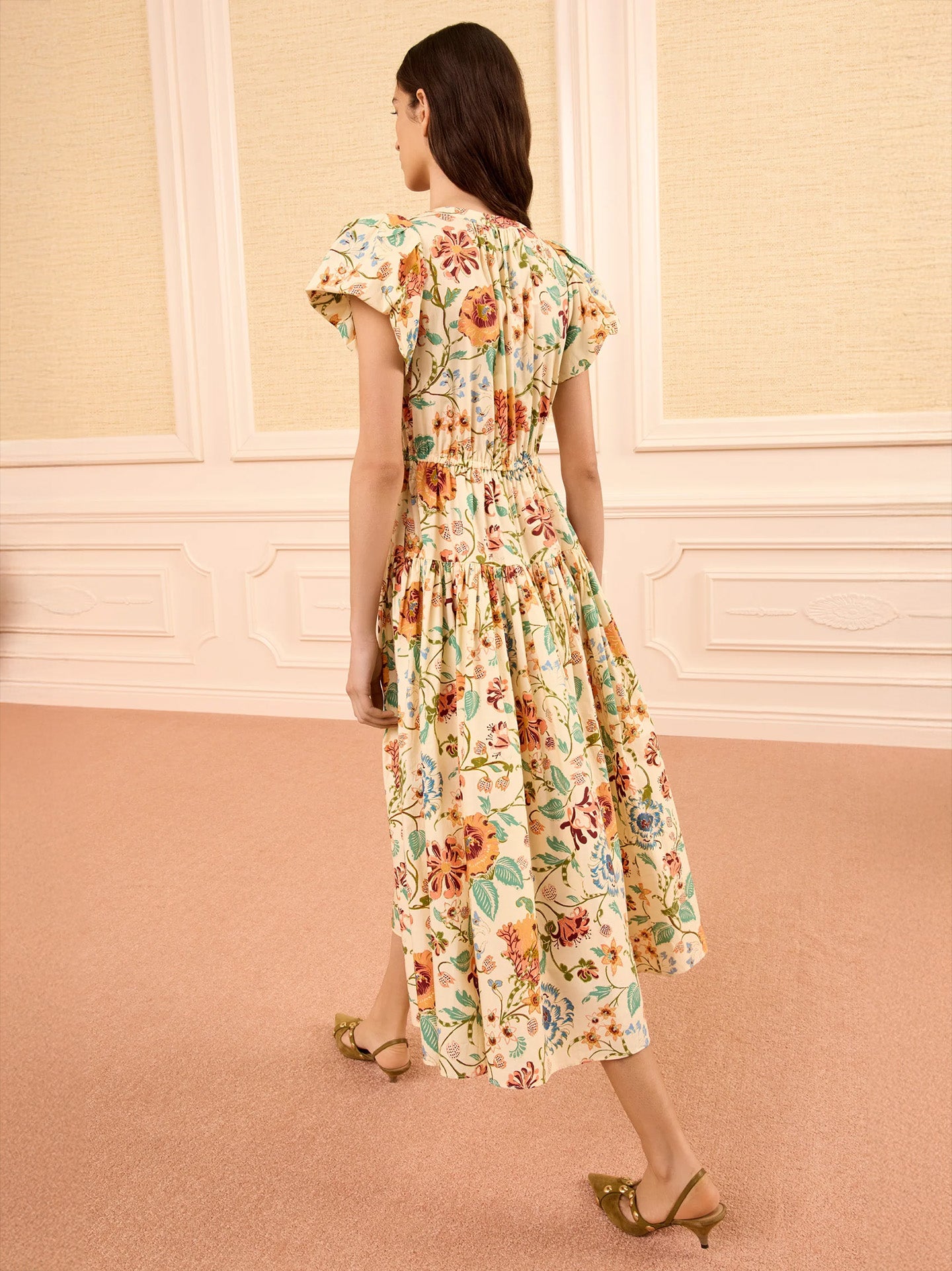 Marin cotton midi dress, abalone