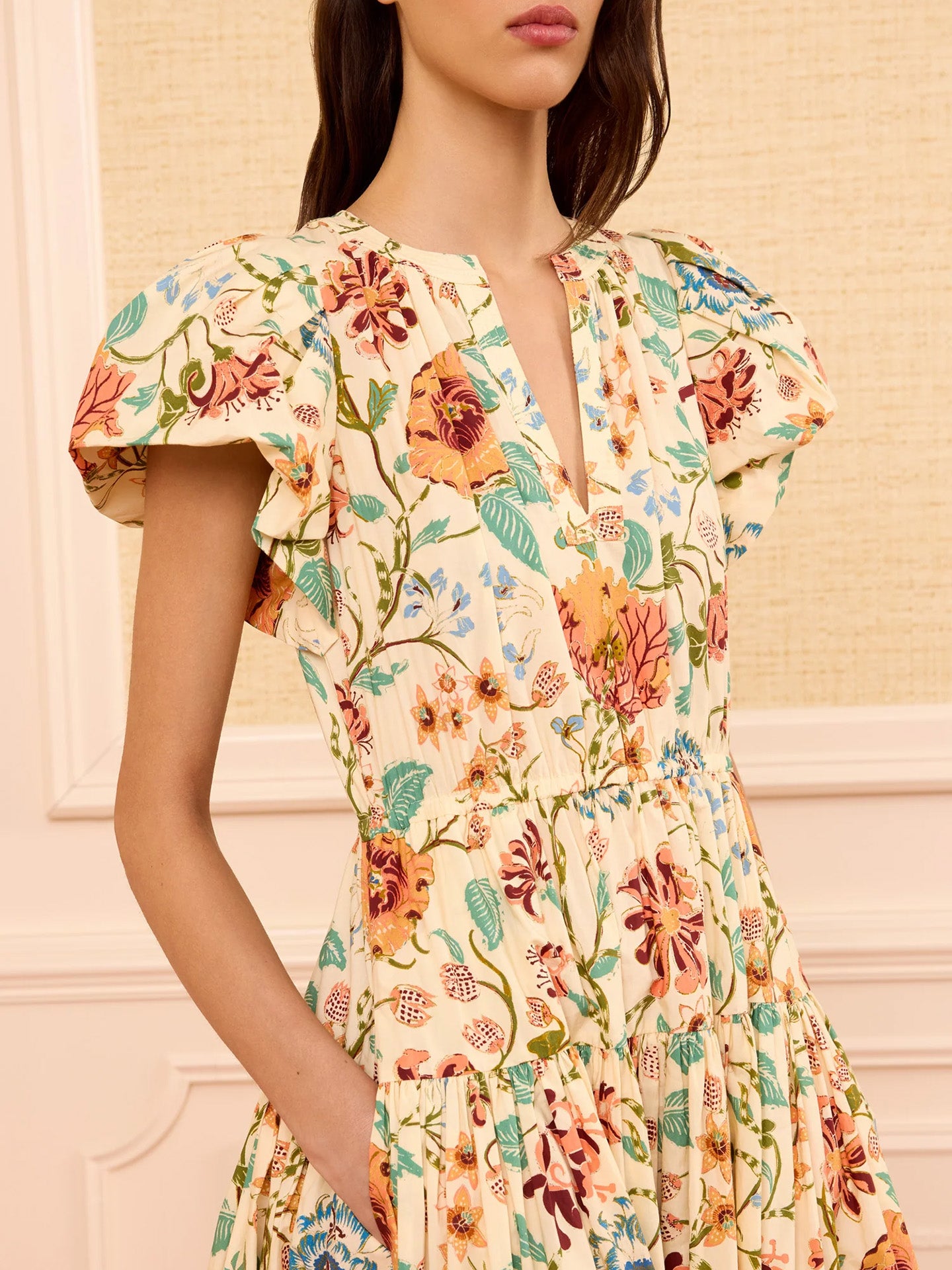 Marin cotton midi dress, abalone