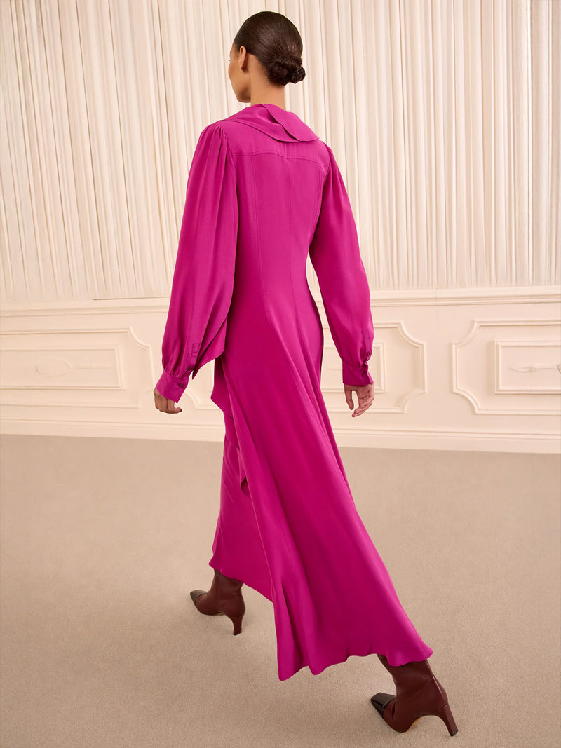 Sabrina long sleeve silk dress, orchid