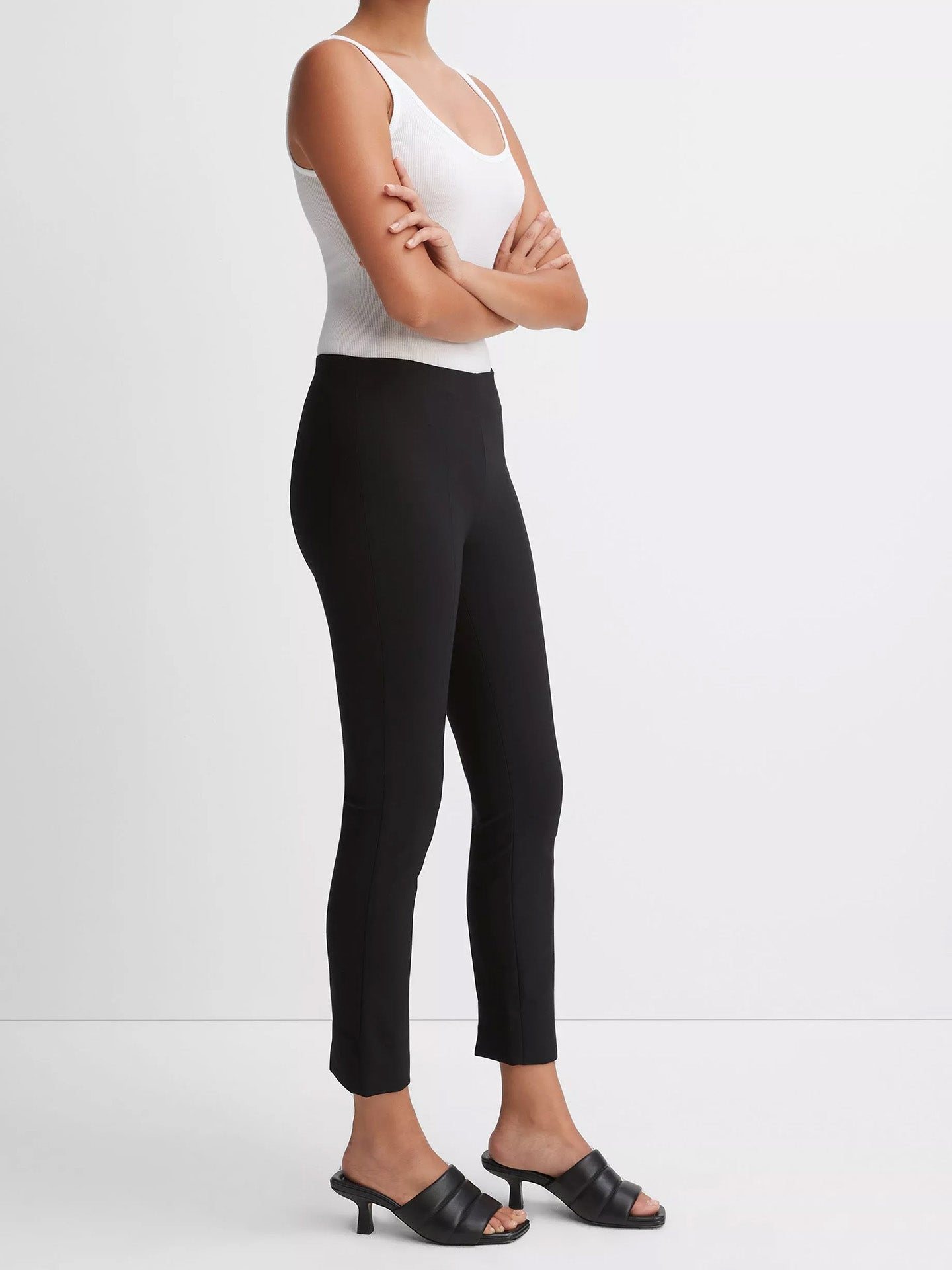 Bobbi mid rise stitch front seam leggings, black