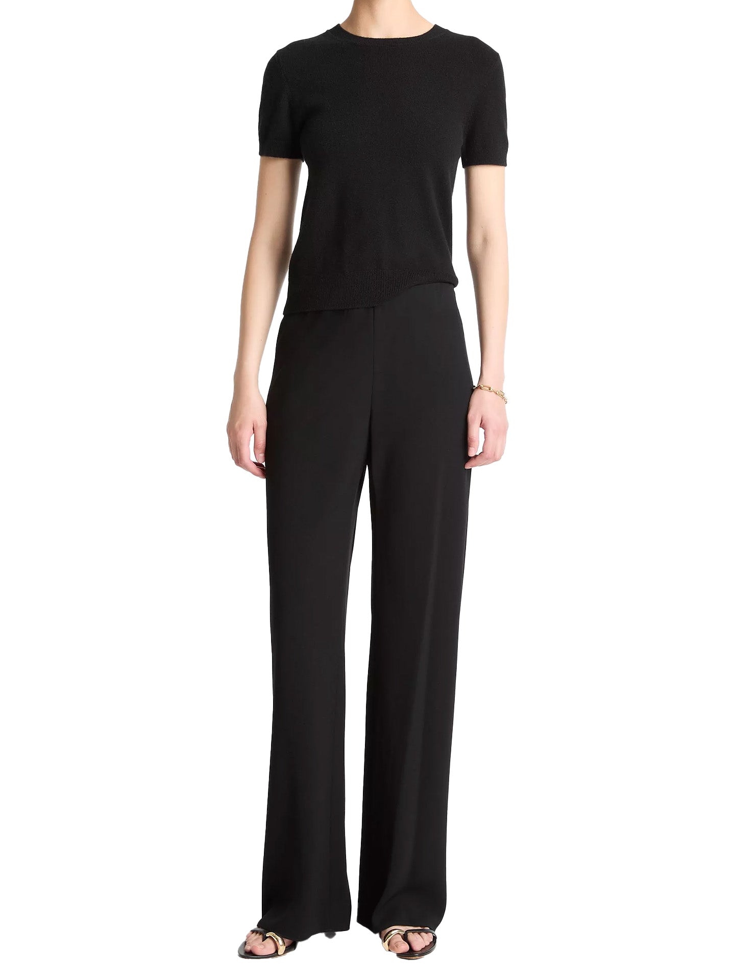 Colette high waist crepe bias pant, black