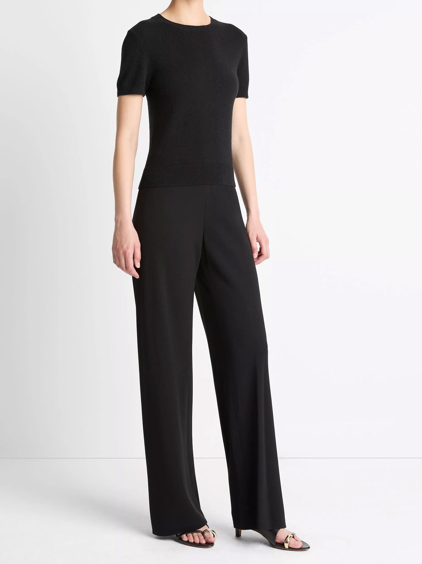 Colette high waist crepe bias pant, black