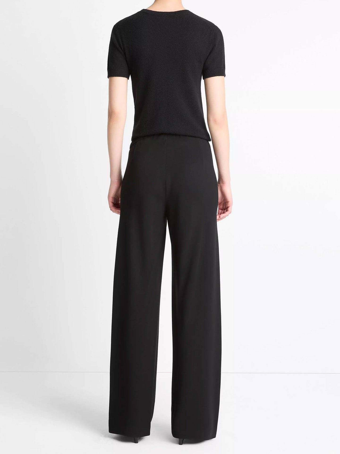 Colette high waist crepe bias pant, black