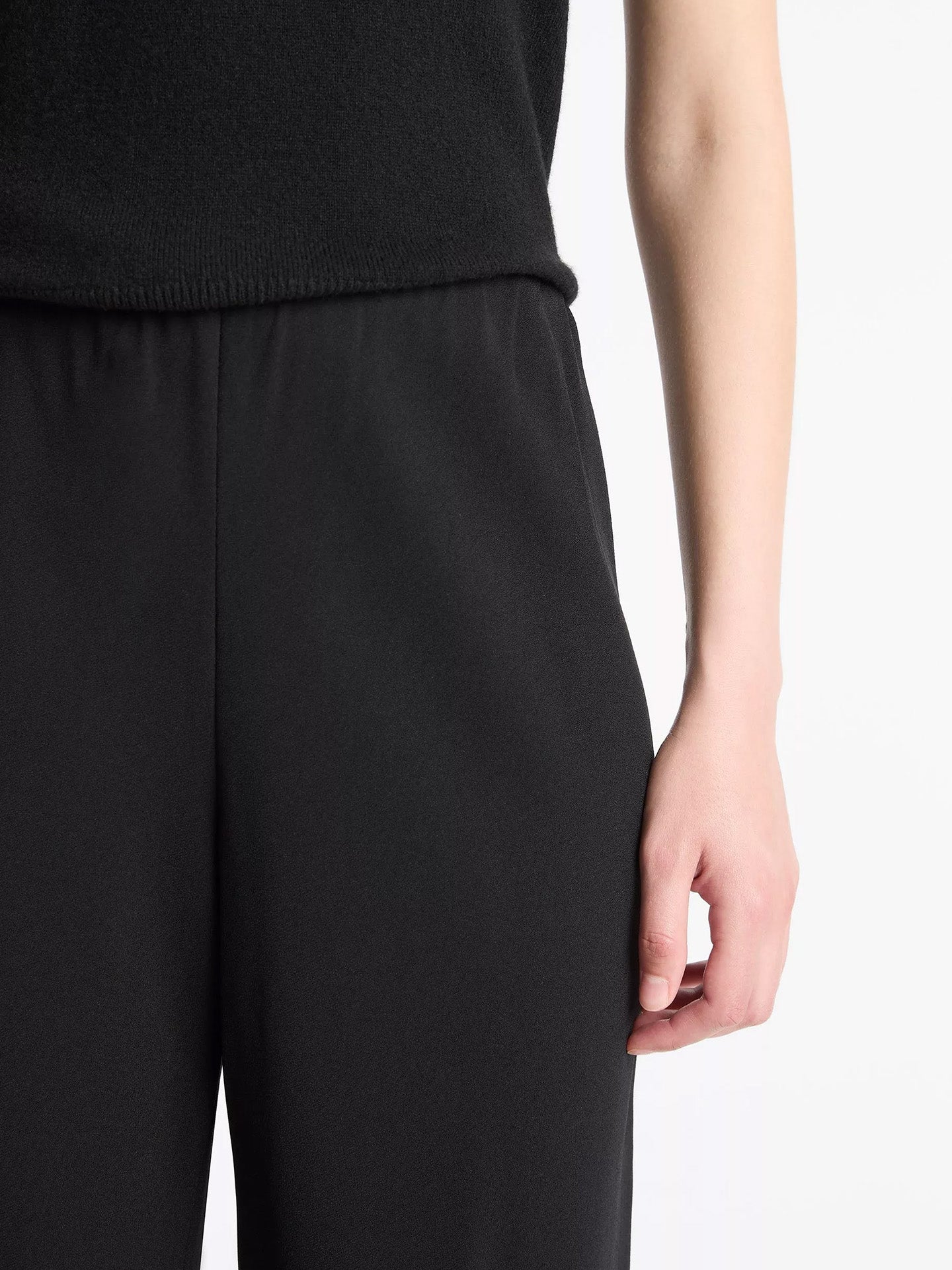 Colette high waist crepe bias pant, black