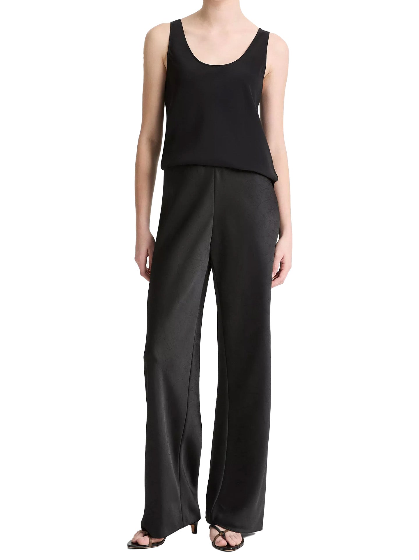 Colette high waits fluid satin bias pant, black