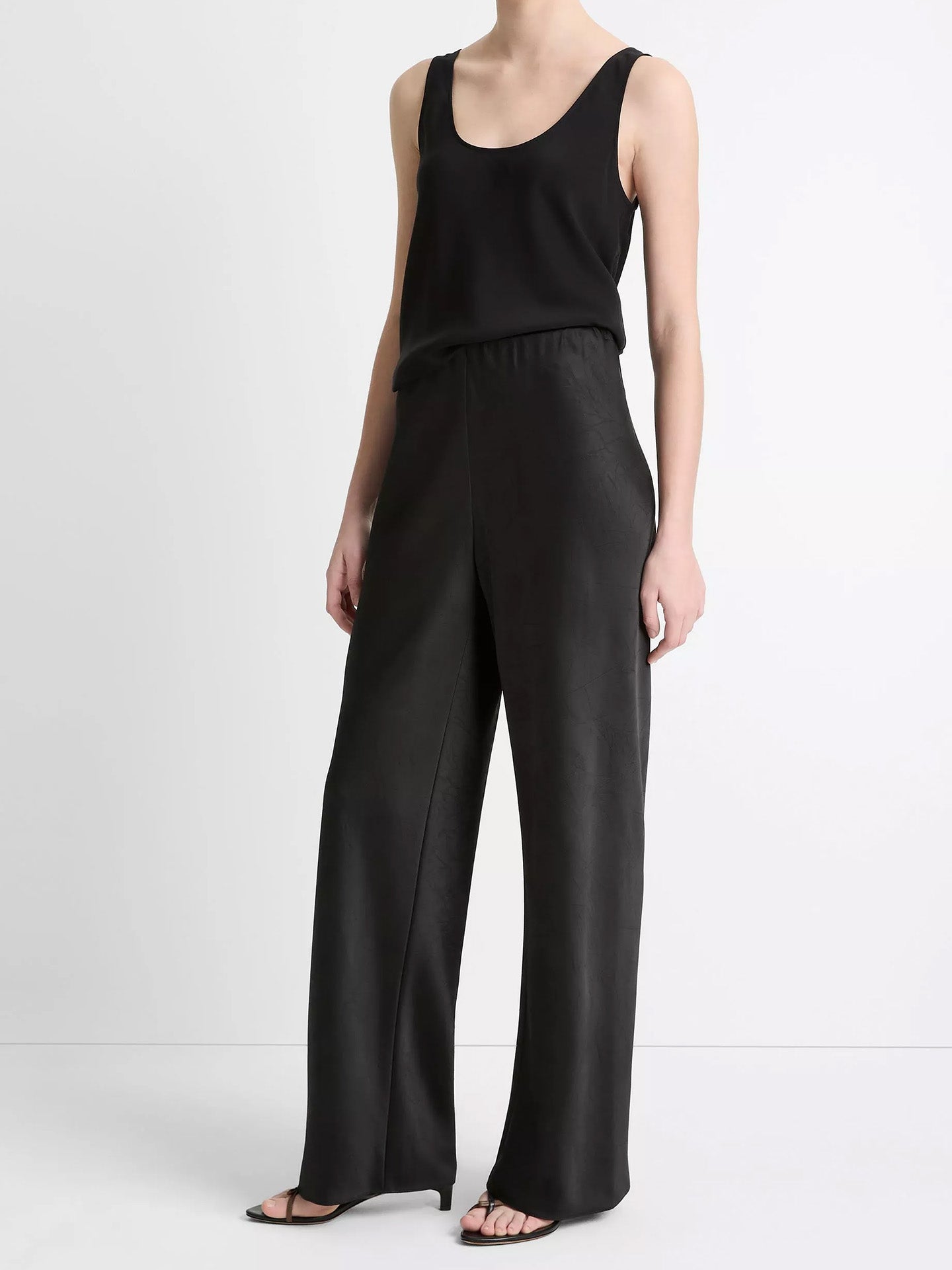 Colette high waits fluid satin bias pant, black