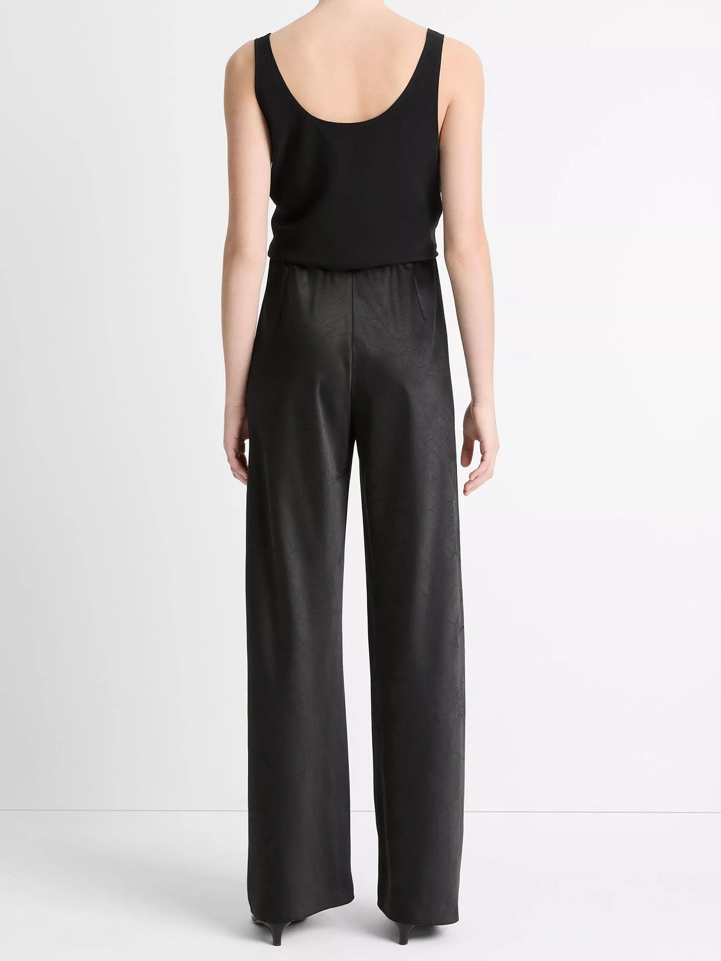Colette high waits fluid satin bias pant, black