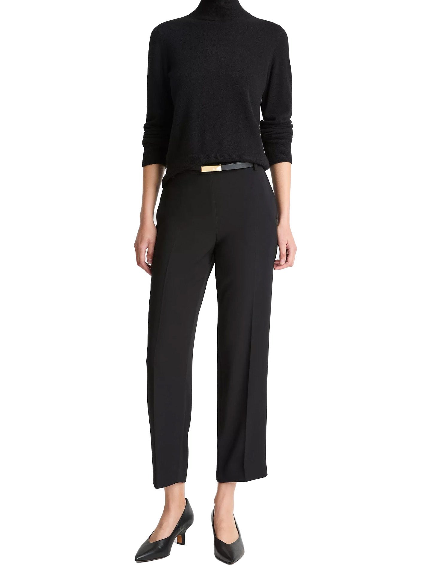 Mid rise tapered pull on pant, black