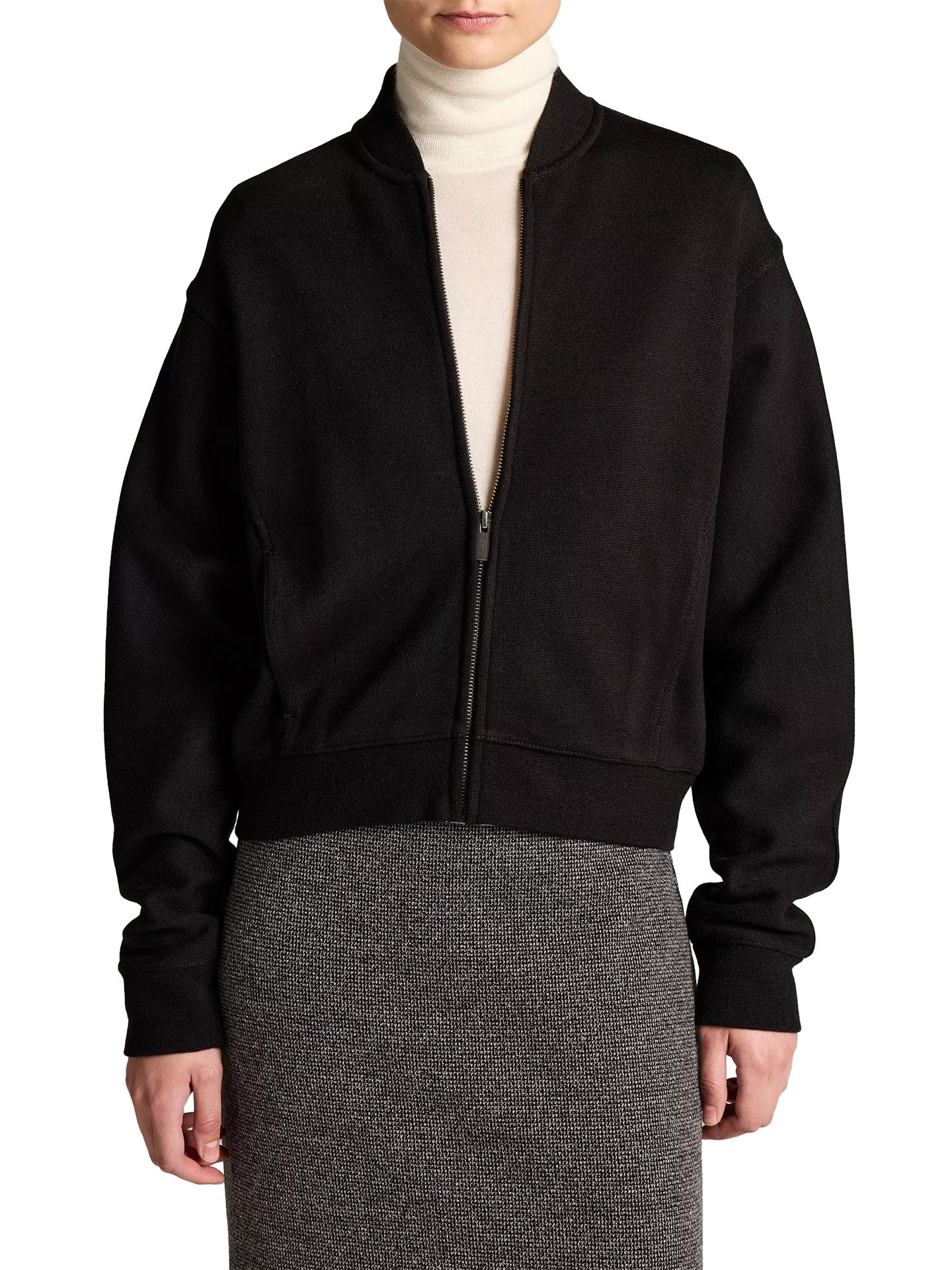 Ponte knit bomber jacket, black