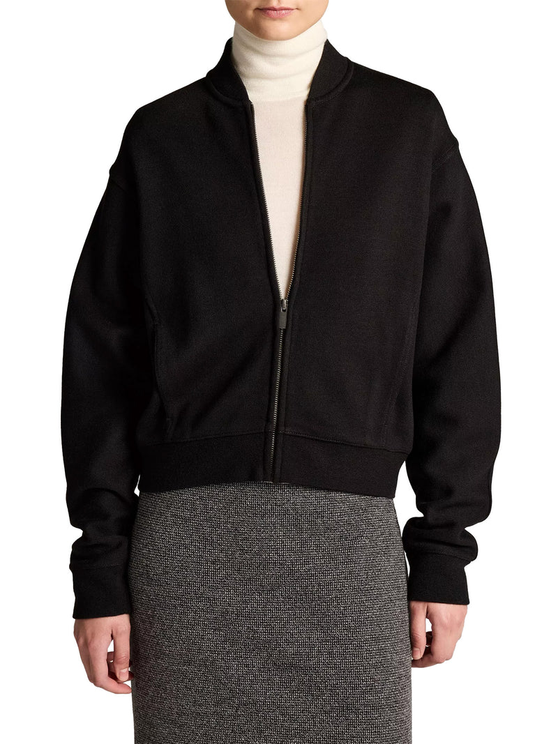 Ponte knit bomber jacket, black