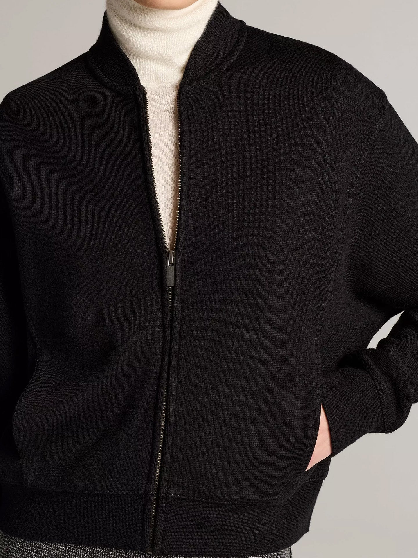 Ponte knit bomber jacket, black