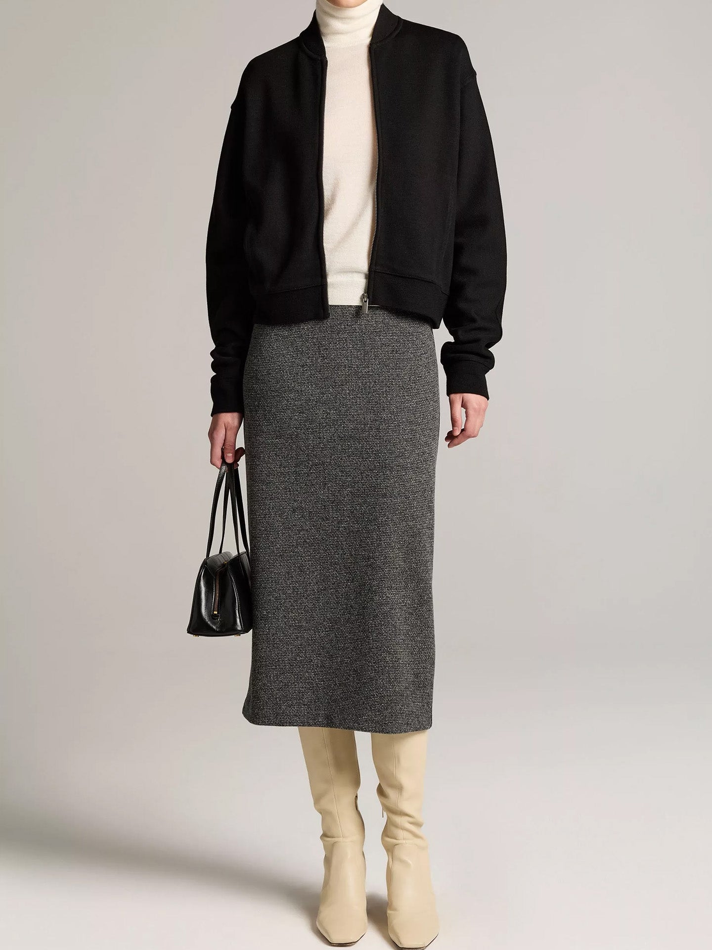 Ponte knit bomber jacket, black
