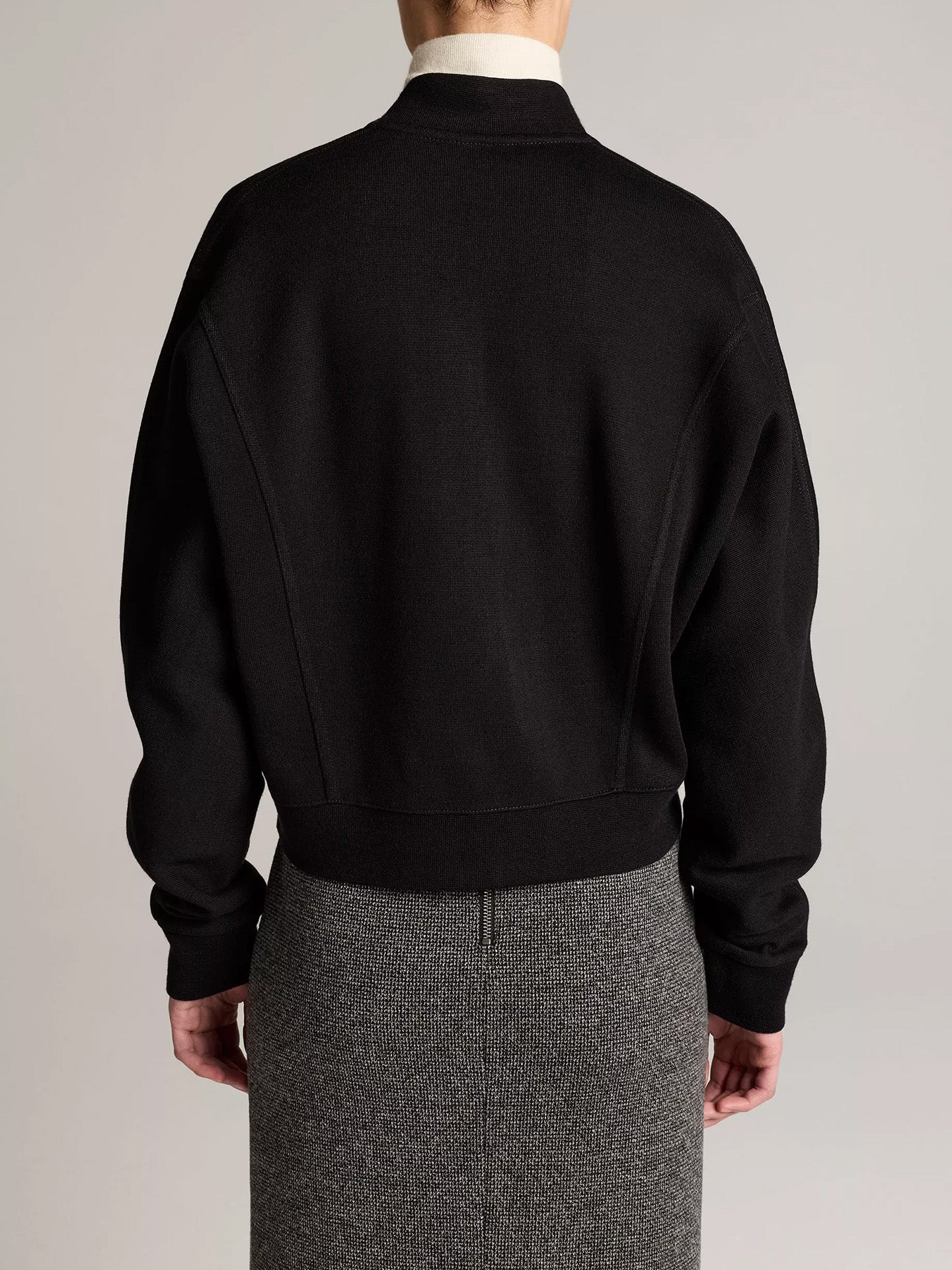 Ponte knit bomber jacket, black