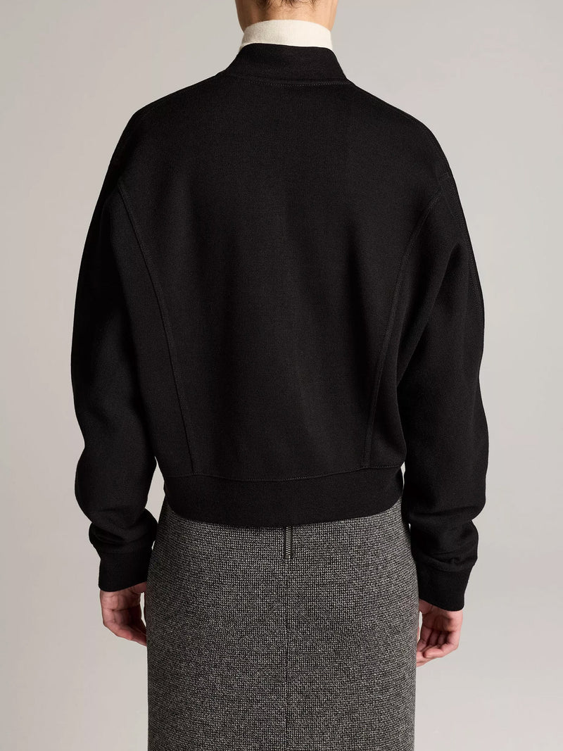 Ponte knit bomber jacket, black