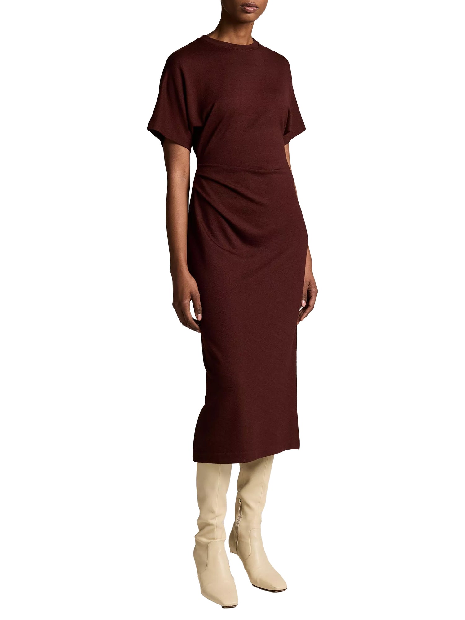 Side rouche dress, black rose