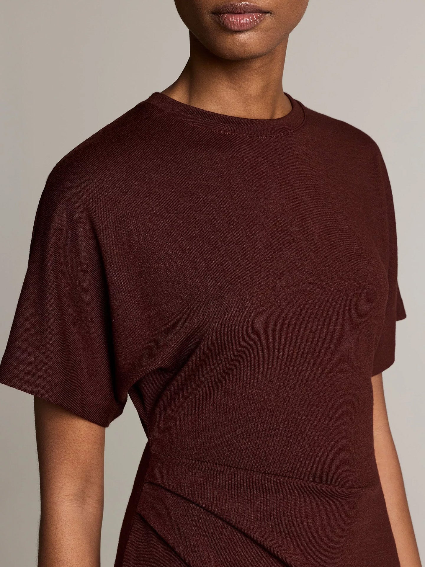 Side rouche dress, black rose