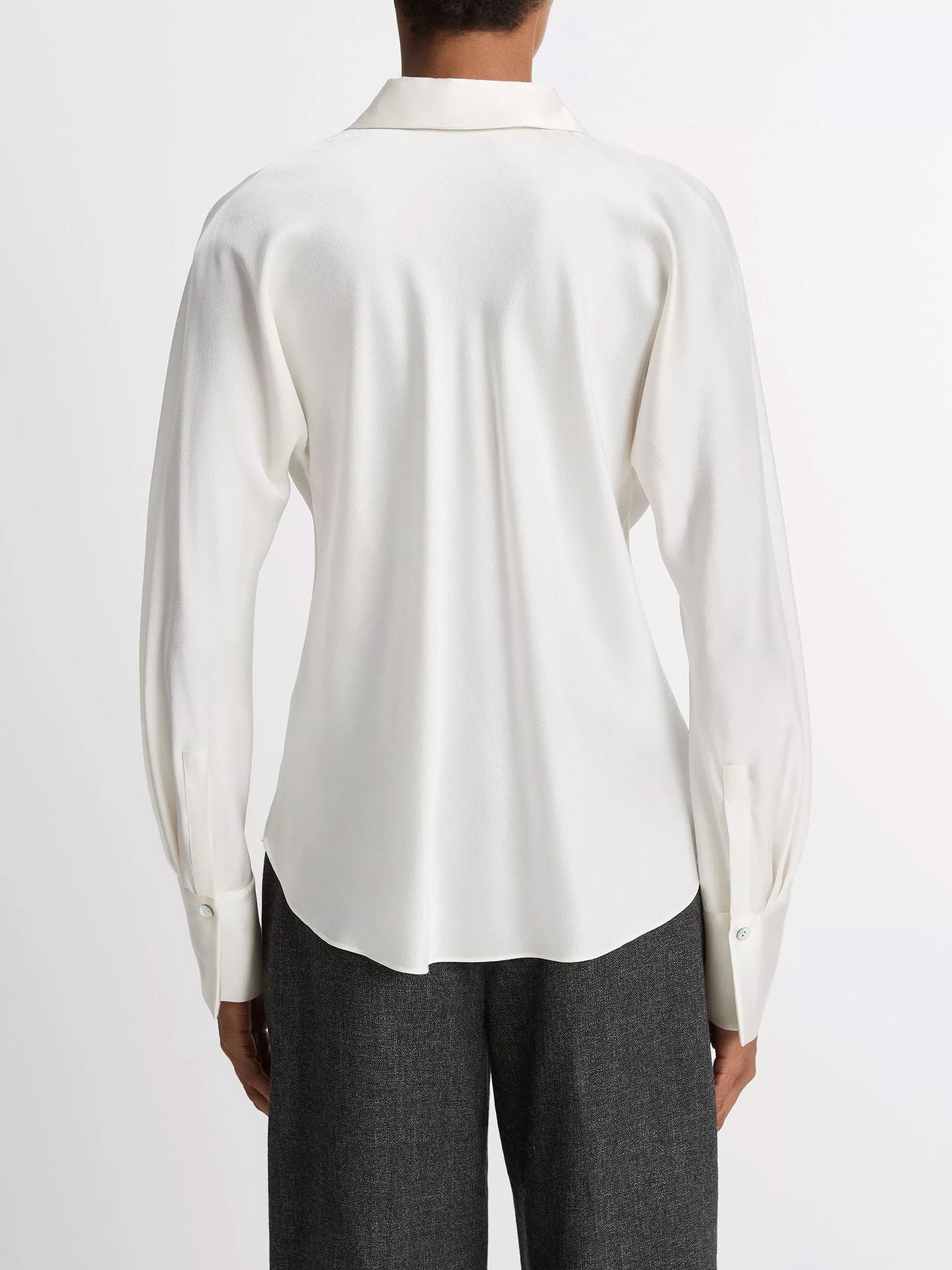 Bias long sleeve blouse, white
