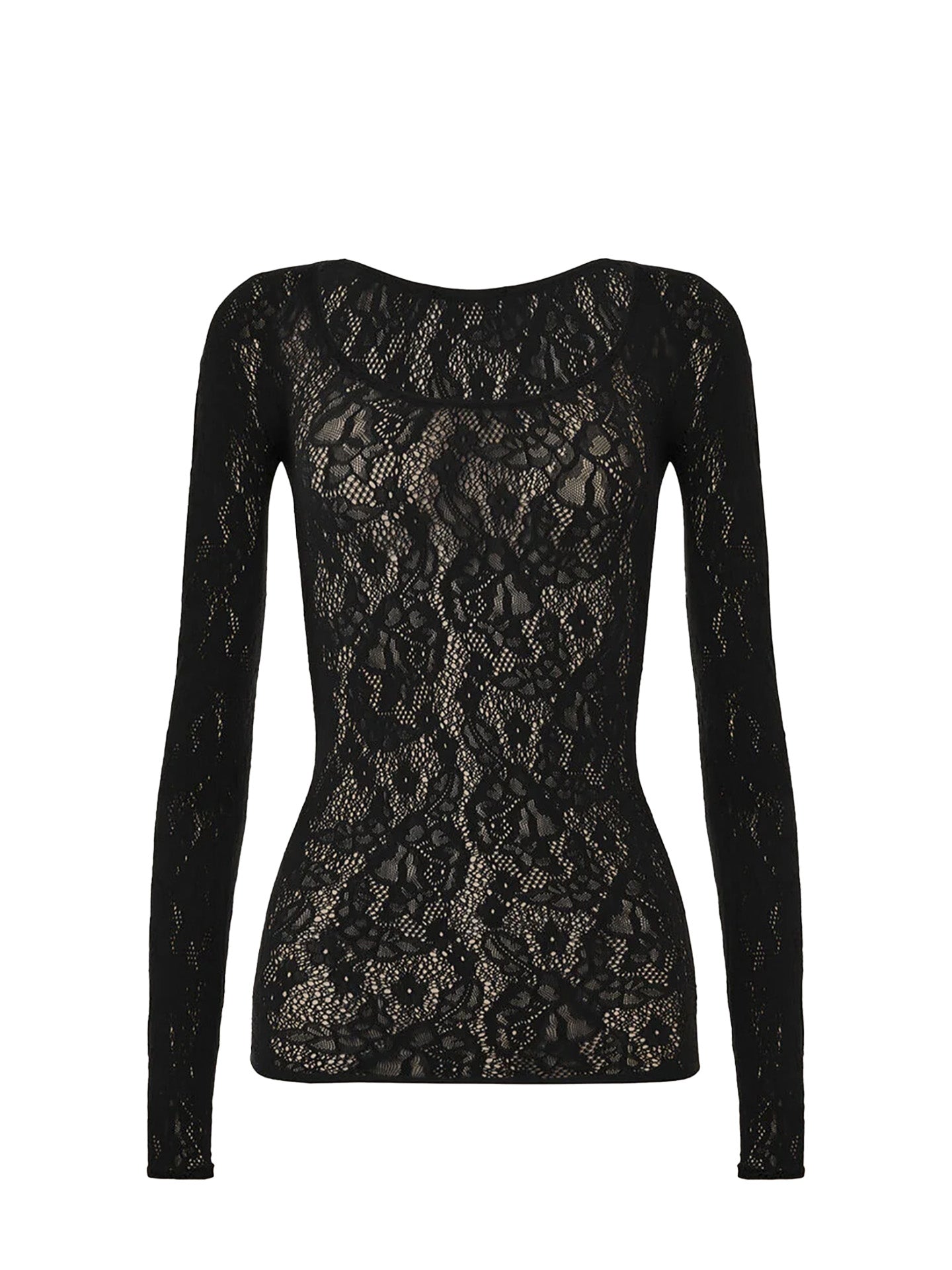 Infinite rose long sleeve net top, black