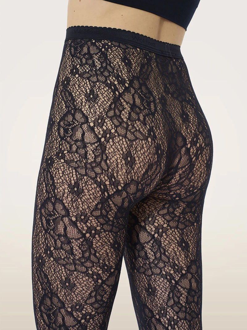 Infinite rose net tights, black
