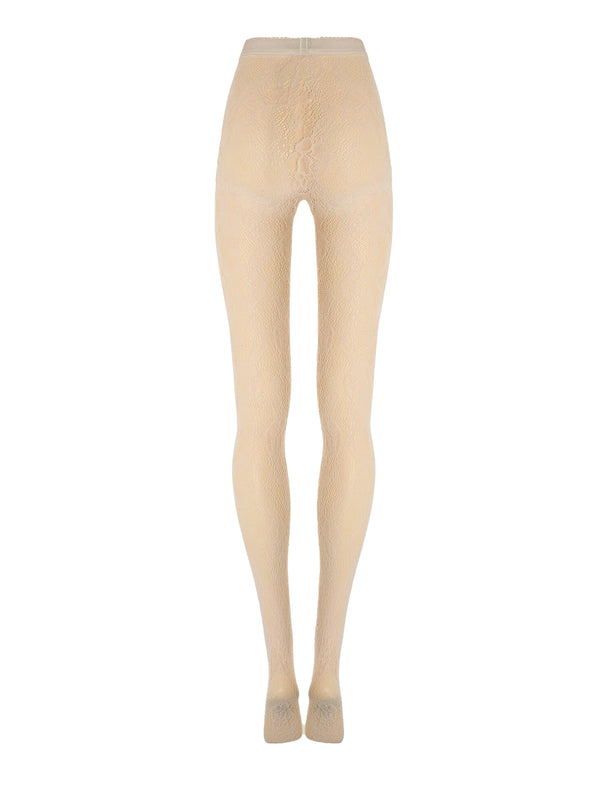 Infinite rose net tights, whipped cream white