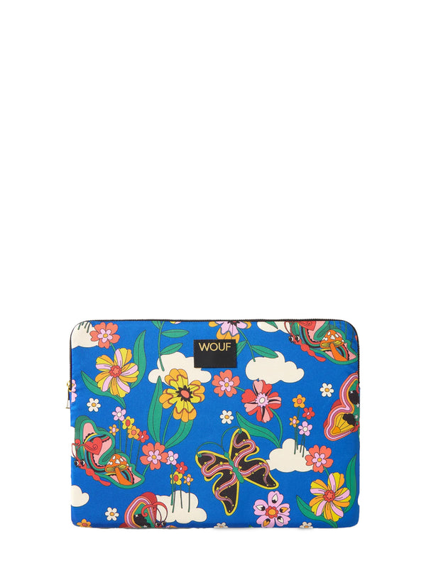 Floral and butterfly patterned product with Wouf branding on a blue background