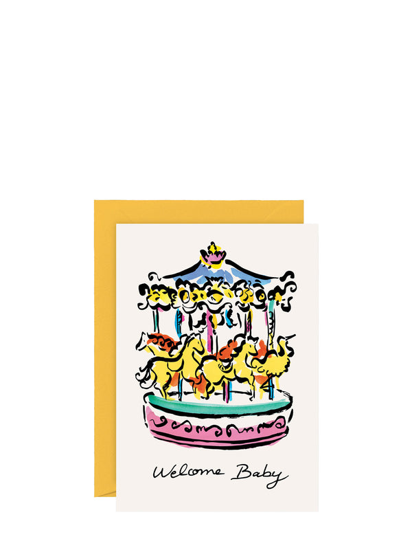 Welcome baby carousel, new baby card