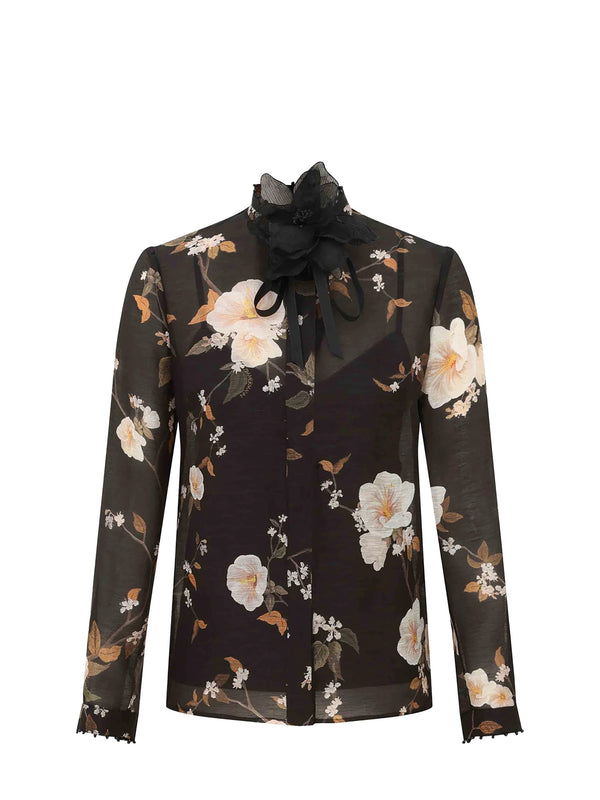 Ascent embellished body shirt, black rose mallow