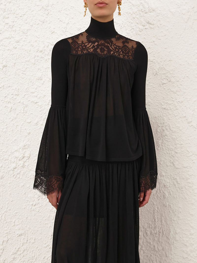 Valiant lace blouse, black