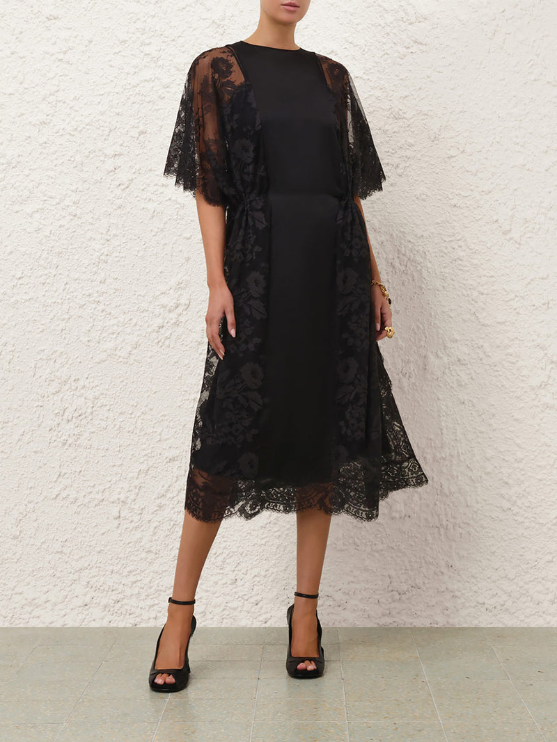 Valiant lace tunic dress, black